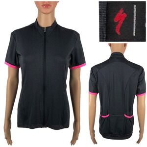 Specialized Women Medium Rbx Comp Jersey Ss Wmn Gray Pink Full Zip Polyester EUC